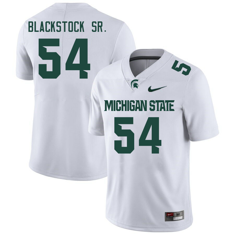 Men #54 Keyshawn Blackstock Sr. Michigan State Spartans College Football Jerseys Stitched Sale-White